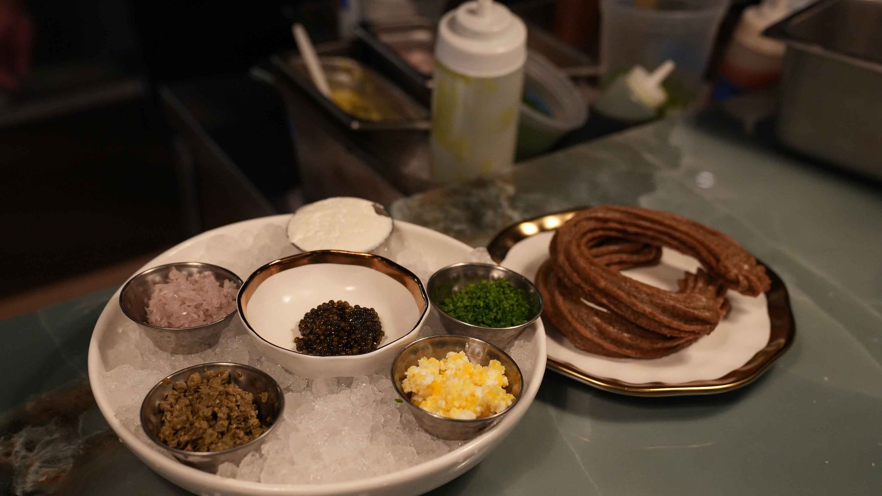 Caviar service with churros at Braseria