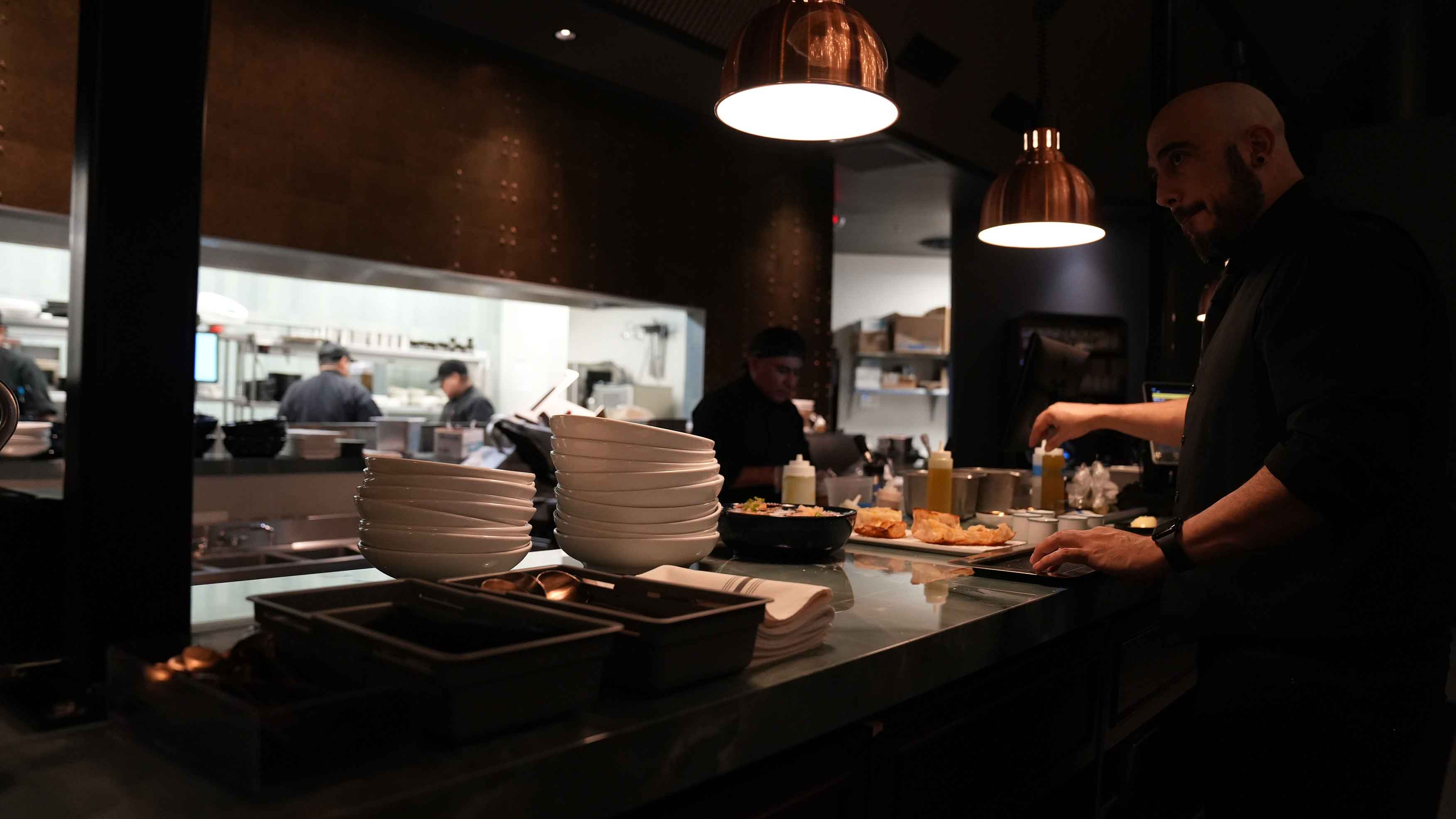 The Braseria kitchen pass during service