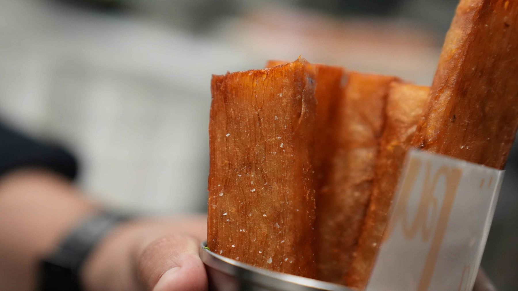 Patatas bravas at Braseria, stacked in thin potato layers