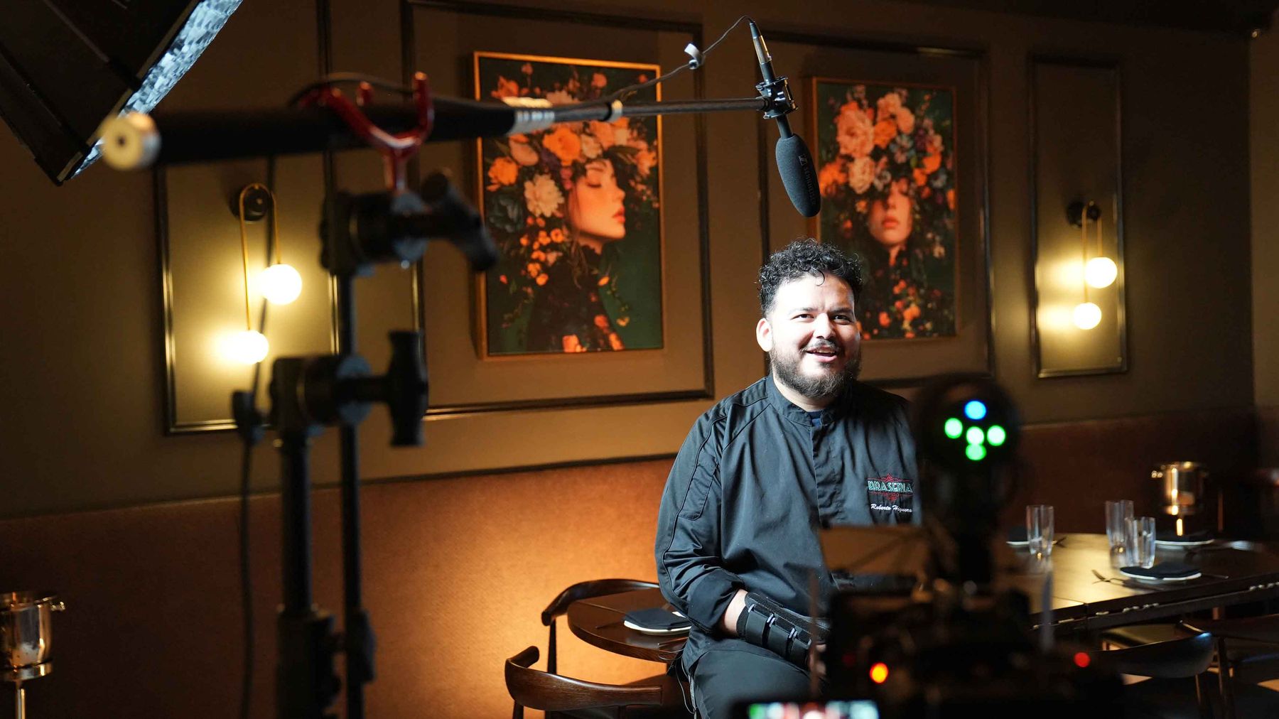 Roberto Higuera on camera during the Braseria interview setup